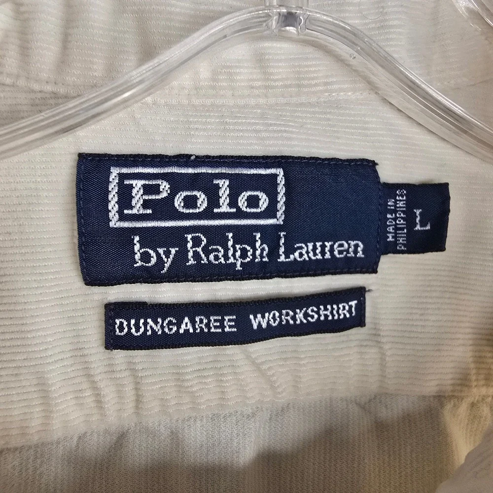 Polo Ralph Lauren Mens Large Corduroy Dungaree Workshirt Long Sleeve Button Down